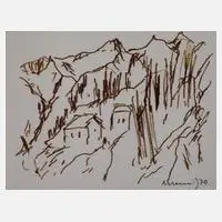 Albert Hennig, Im Gebirge, Aquarellkarton