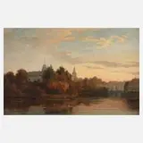 Ludwig Menke, Schloss in Detmold am Abend, 1867, Öl auf Leinwand