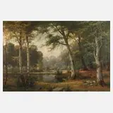 Rehe am Waldsee by Jacobus Johannes van Poorten, Öl auf Leinwand, sold Mar 2024