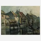 Peggy Ernst, Partie an der Pegnitz in Nürnberg, Öl auf Leinwand