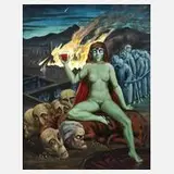 Ernst Maria Fischer, Surrealistische Komposition, Öl auf Hartfaserplatte