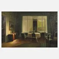 Paul Gehrmann, Lichtes Saloninterieur, Öl auf Leinwand