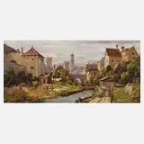 O. Glombinski, "Das Karlstor in München 1840", Öl auf Leinwand