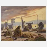 O. Glombinski, "Aibling 1945", Öl auf Karton