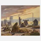 O. Glombinski, "Aibling 1945", Öl auf Karton