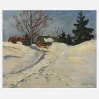 Franz von Jackowski, Lichte Winterlandschaft, Öl auf Leinwand und Keilrahmen