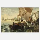 Larsson, An der Riga degli Schiavoni in Venedig, Öl auf Leinwand