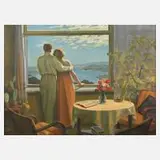 Karl Mannsbart, Paar am Fenster, 1951, Öl auf Leinwand