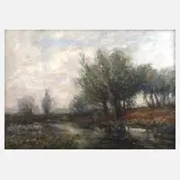 Rudolf Petuel, "Weiden am Wasser", Öl auf Malplatte