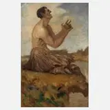 Max Edler von Poosch, Klagender Faun, Öl auf Pappe