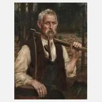 Karl Rexhäuser, Holzfäller, Öl auf Leinwand (Keilrahmen vergrößert)