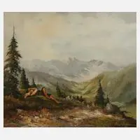 Ringelspacher, Hirtenjunge im Gebirge, Öl auf Leinwand