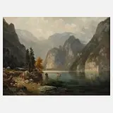 Ludwig Sckell d. Ältere, Partie am Königsee, Öl auf Holz