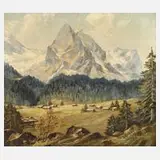 Erich Wegener, "Rosenlaui im Haslital mit Wetterhorn", Öl auf Leinwand