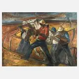 Expressionist, Heimkehr von der Ernte, Öl auf Leinwand