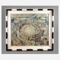 Willy Knoop, Das Amphitheater in Nimes, Öl auf Pressspanplatte