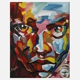 Loué, Expressives Portrait, Acryl auf Leinwand