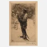 Harmonikaspieler by Leopold Graf von Kalckreuth, Radierung, sold Mar 2024
