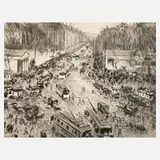 Prof. Paul Paeschke, Der Potsdamer Platz in Berlin, Radierung