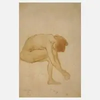 Théophile Steinlen, Sitzender Frauenakt, Radierung mit schönem Plattenton in hellen Brauntönen