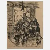 Heinrich Zille, "Vor dem Weihnachtsladen"
