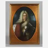 Rudolf Heinrich Armbruster, August der Starke, Pastell auf Papier und auf Leinwand mit ovalem Holzrahmen gespannt