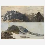 Josef Adolf Lang, Zwei Gebirgslandschaften, 1903, Aquarell über Bleistiftvorzeichnung auf Papier