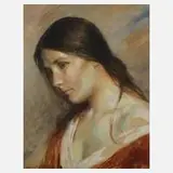 Heinrich Nernst, Damenportrait, Aquarell und Deckweiß auf leichtem Karton