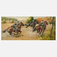Carl Röchling, "Berittener Spähtrupp", Aquarell