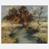 Prof. Alexander von Szpinger, "Vorfrühling", Pastellkreidezeichnung