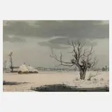 Hans Schiel, "Winter in der Altmark", Aquarell