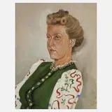 Ernst Unbehauen, Damenportrait, Mischtechnik