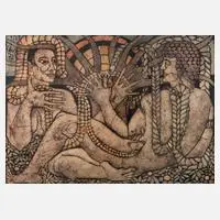 Walter Gillich, Mythologische Schöpfungsszene, Farblithographie