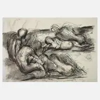 Akte am Strand by Manfred Henninger, 1967, Kohlezeichnung auf Papier, sold Mar 2024