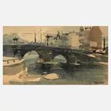 Friedrich Dietsch, Elsterbrücke Plauen, Aquarell auf Karton