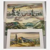 Johannes Dinter, Drei Landschaftsdarstellungen, Aquarelle und Tusche auf Aquarellkarton