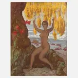 Walther Gasch, "Brünhildes Anbetung", Aquarell und Deckfarben auf Papier und auf Pappe kaschiert