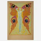 Walther Gasch, Schmetterlingsfrau, 1924, Gouache auf kräftigem Papier