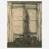 Ursula Mattheuer-Neustädt, "Strohblumen am Fenster", Radierung