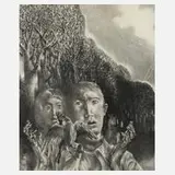 Ursula Mattheuer-Neustädt, "Der Vogelschrei", Kreidelithographie