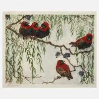 Martin Erich Philipp, "Feuerweber", Farbholzschnitt auf Japanpapier