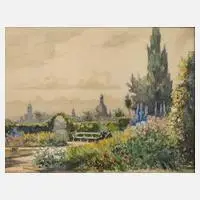 Rudolf Poeschmann, Sommertag in Dresden, Mischtechnik