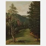 Wolfgang Sachs, Sommerlandschaft, Öl auf Karton