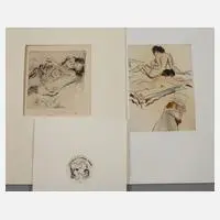 Prof. Max Schwimmer, Zwei Arbeiten, Aquarell über spontan ausgeführtem Bleistiftstrich