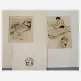 Prof. Max Schwimmer, Zwei Arbeiten, Aquarell über spontan ausgeführtem Bleistiftstrich
