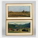 Johannes Wagner, Zwei Landschaften, Öl auf Platte