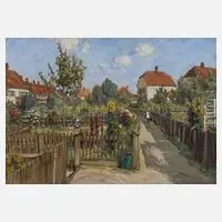 Fritz Beckert, Gartenansicht Hellerau, Mischtechnik