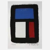 Bernd Hahn, "Blau, Weiß und Rot", Siebdruck und Lithographie auf Bütten