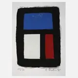 Bernd Hahn, "Blau, Weiß und Rot", Siebdruck und Lithographie auf Bütten