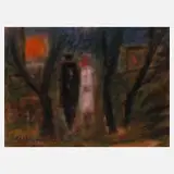 Albert Hennig, Paar am Abend, Pastell auf Velourpapier